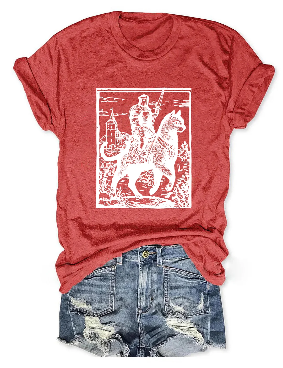 Knight Cat Rider Vintage T-shirt