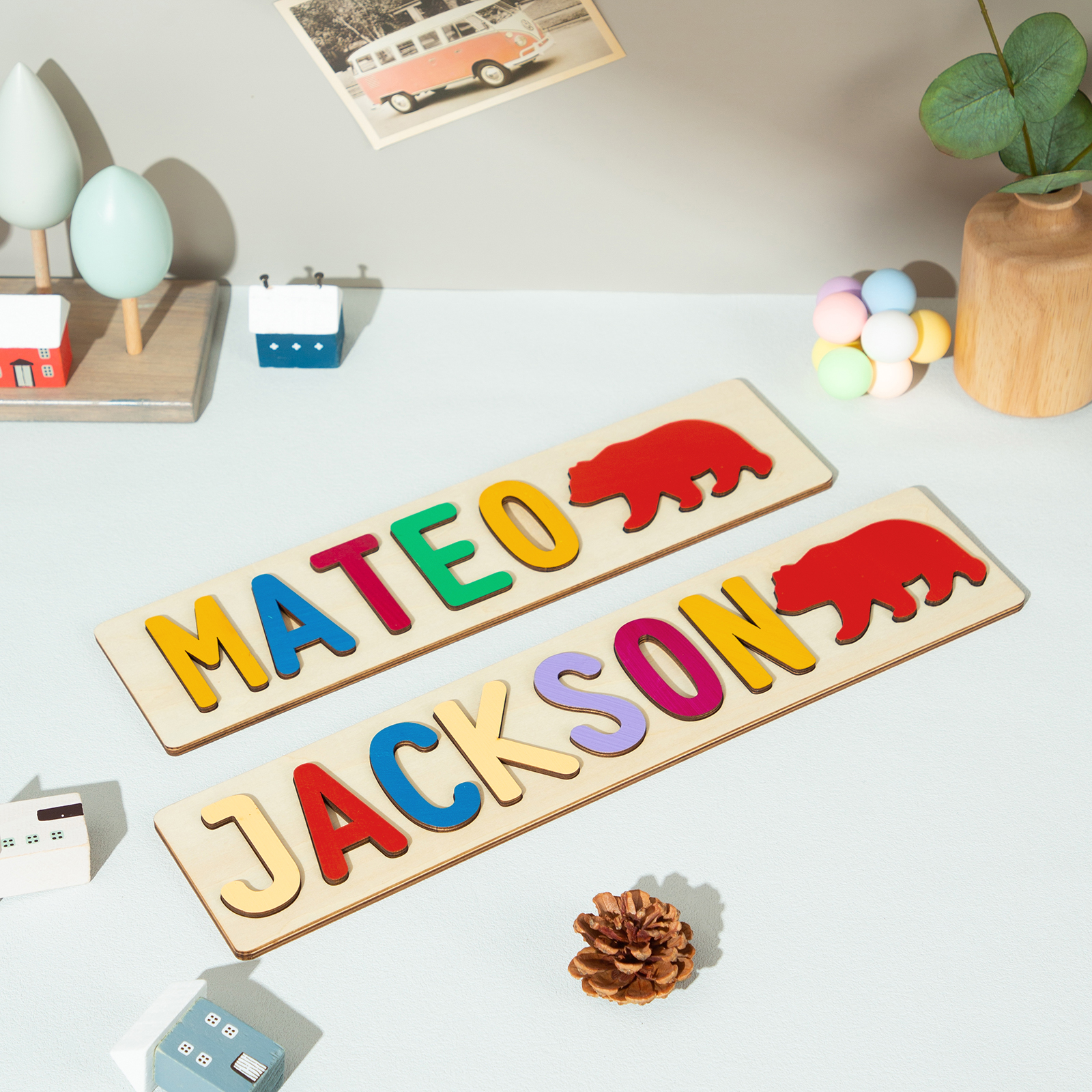 Personalized Kid's Wooden Name Alphabet Puzzle Toy for Toddlers Early