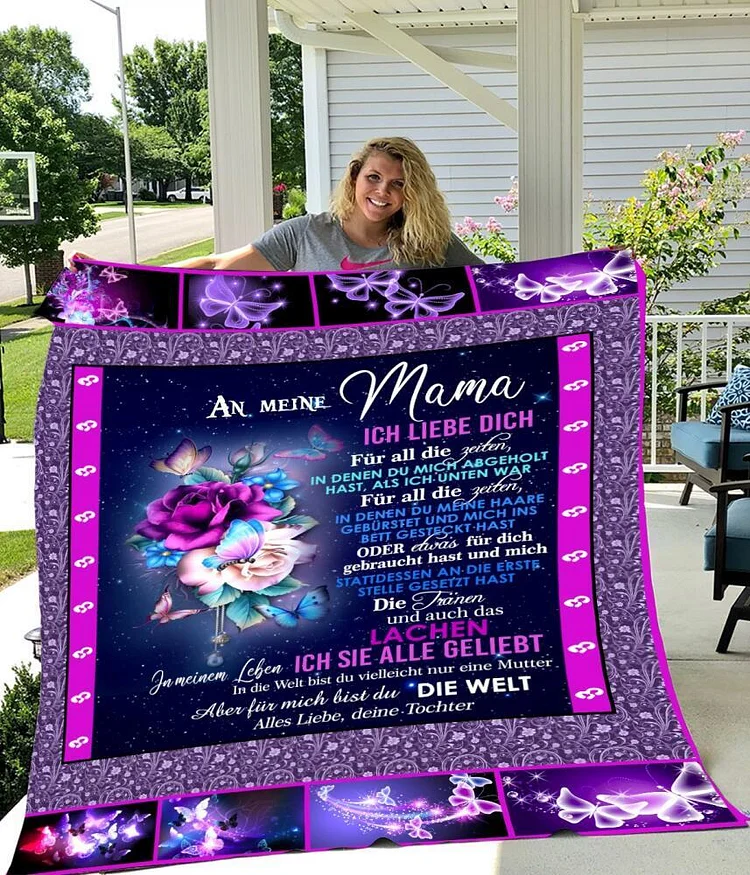Decke Schmetterling - für Mama von Tochter - Du Bist Die Welt - Muttertag Geschenk