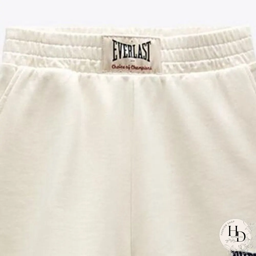 Sports Shorts Women Harajuku Solid Embroidery Casual Lady Elastic Waist Beach Loose Short