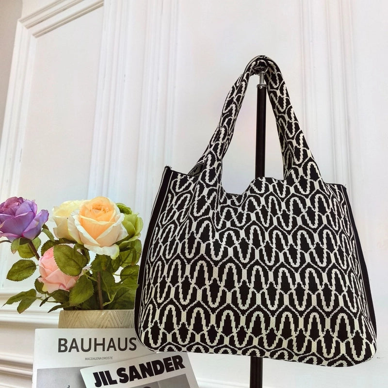 Women’s Large Polyester Letter Color Block Streetwear Square Open Shoulder Bag