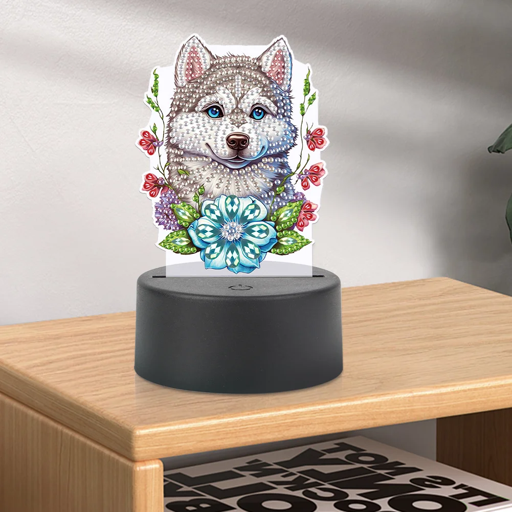 DIY Wolf Diamond Painting LED Lamp Diamond Painting Night Light