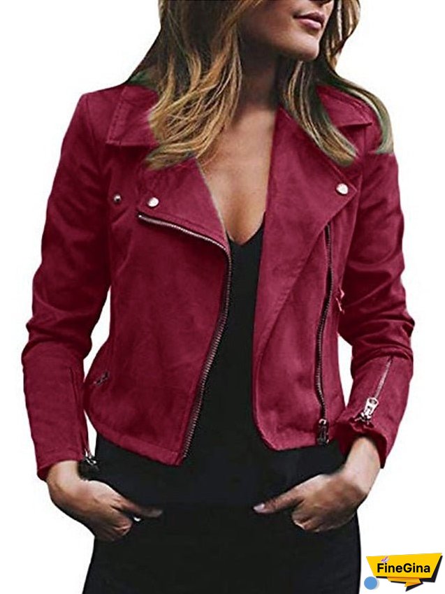 Women's Vest Casual Jacket Regular Pocket Coat Light Pink Wine Red Green Black Blue Casual Street Fall Zipper Turndown