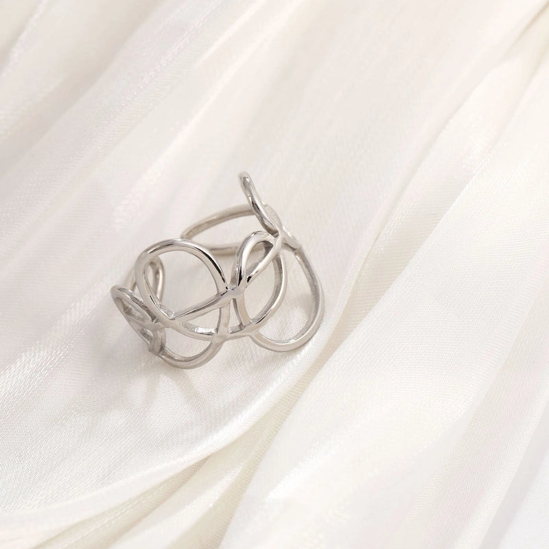 Basic Minimalist Classic Style Irregular Pentagram Lines 304 Stainless Steel Plating Open Rings