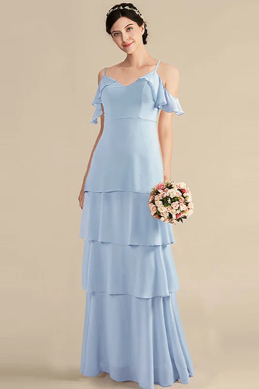 Bellasprom Ruffles Prom Dresses Long Online Spaghetti-Straps