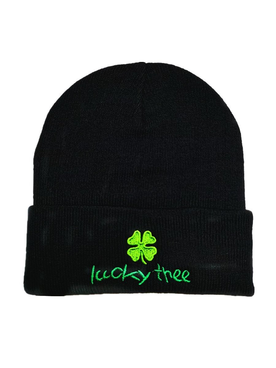Knitted Hats Four-leaf Clover Embroidery Elasticity Pullover Wool Winter Hats