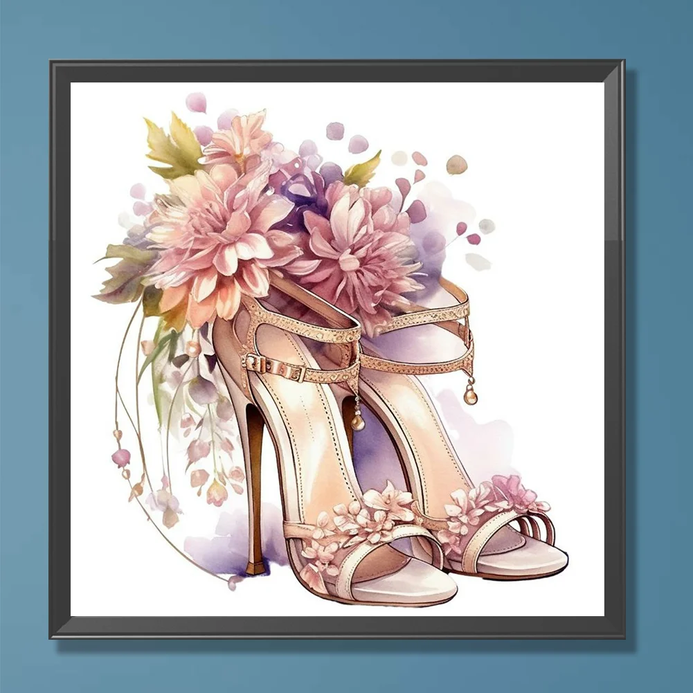 Full Round Diamond Painting 30*30cm - Flower High Heels