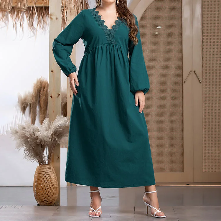 Cotton Solid Color Elegant Commuter Dresses