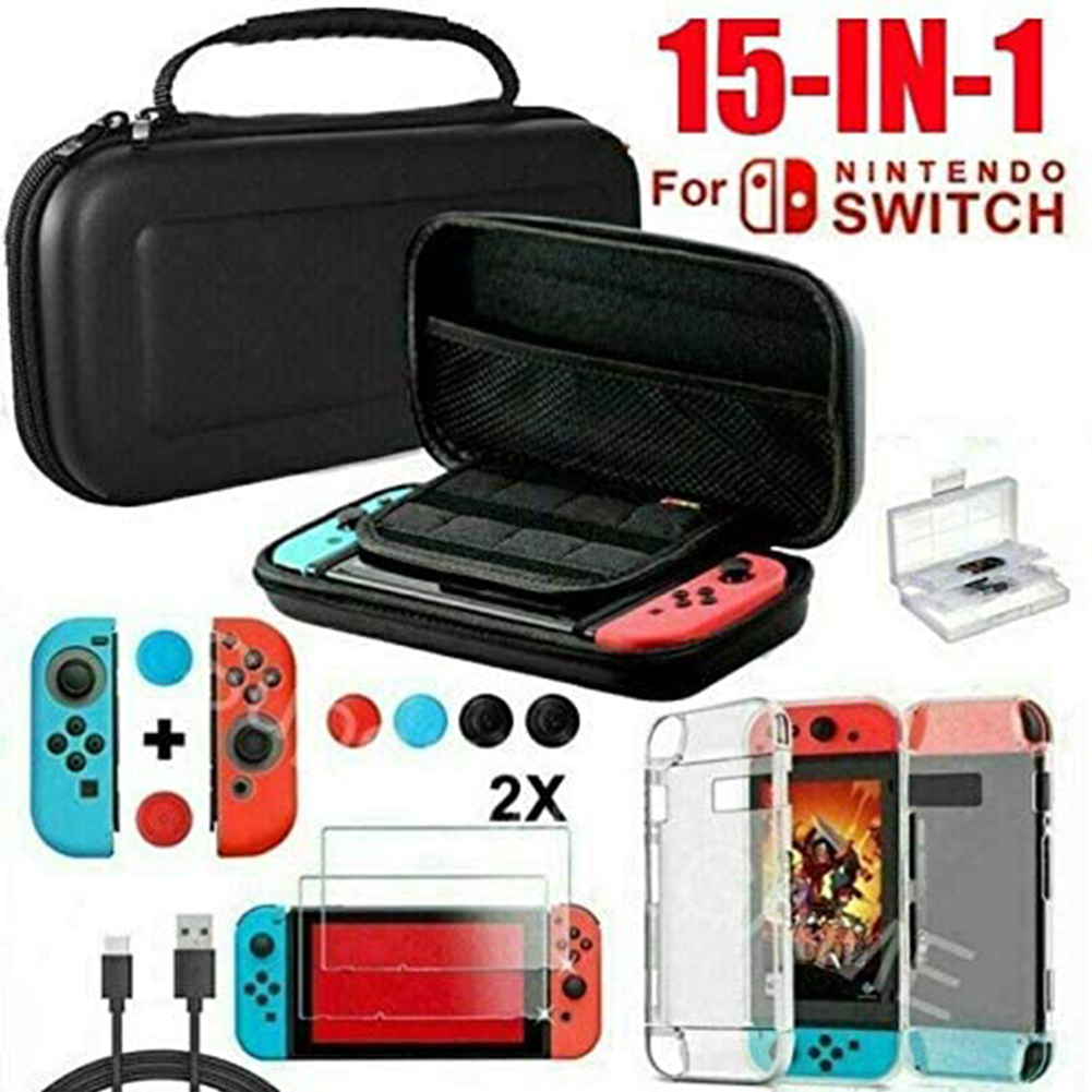 

15 In 1 Game Set For Nintend Switch Travel Carrying Bag Screen Case, 501 Original