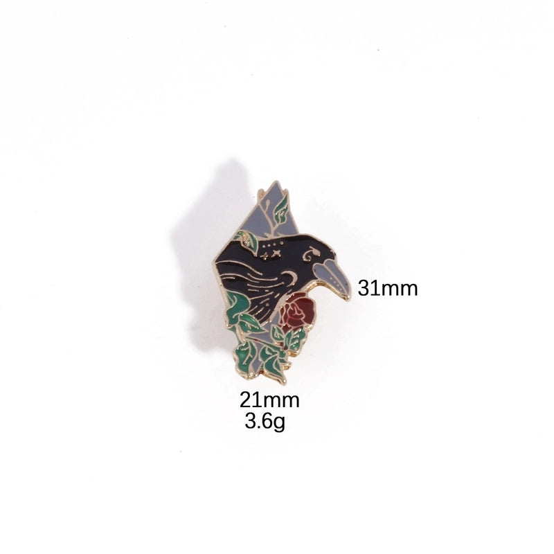 Retro IG Style Pin Crow Flower Alloy Unisex Brooches