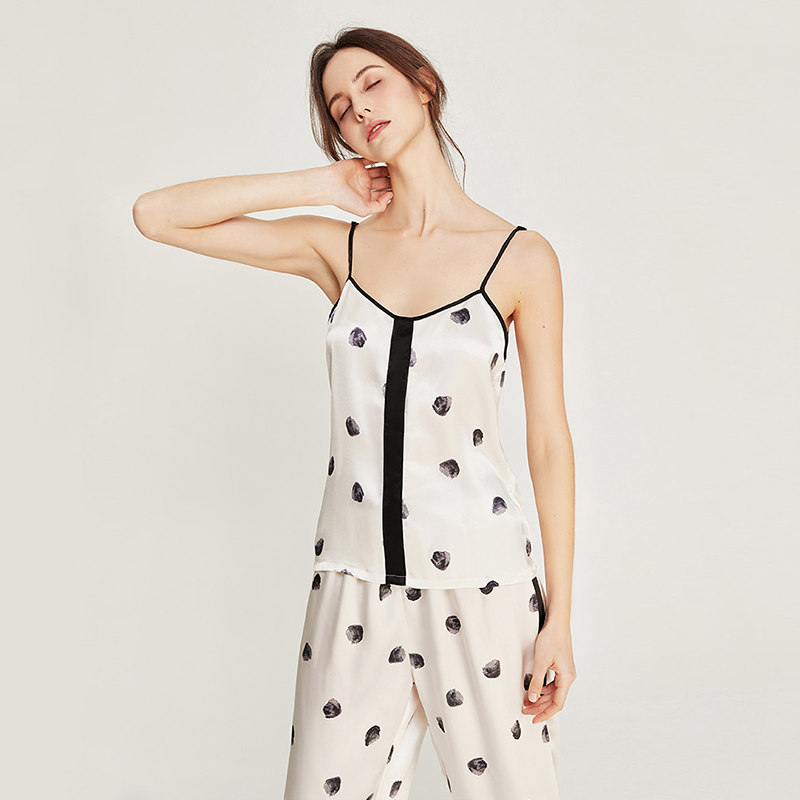 19 Momme Polka Dot Fashion Silk Camisole Set REAL SILK LIFE