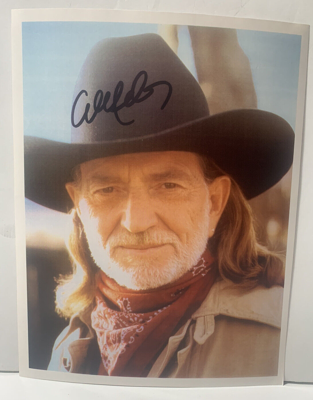 Willie Nelson Fanclub Mailed Out 8 X 10 Photo Poster painting With Printed Autograph Signature