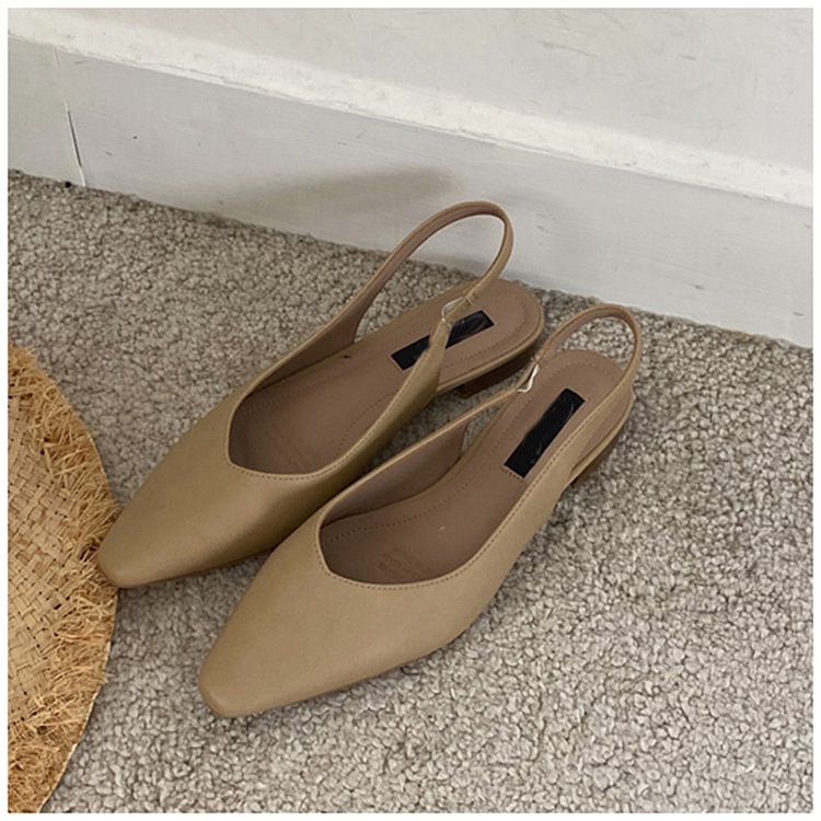 Bailamos 2022 Spring Women Flat Heel Slingback Sandals Slip On Shallow Mules Shoes Pointed Toe Female Office Lady Work Shoes - Shop Trendy Women's Clothing | LoverChic