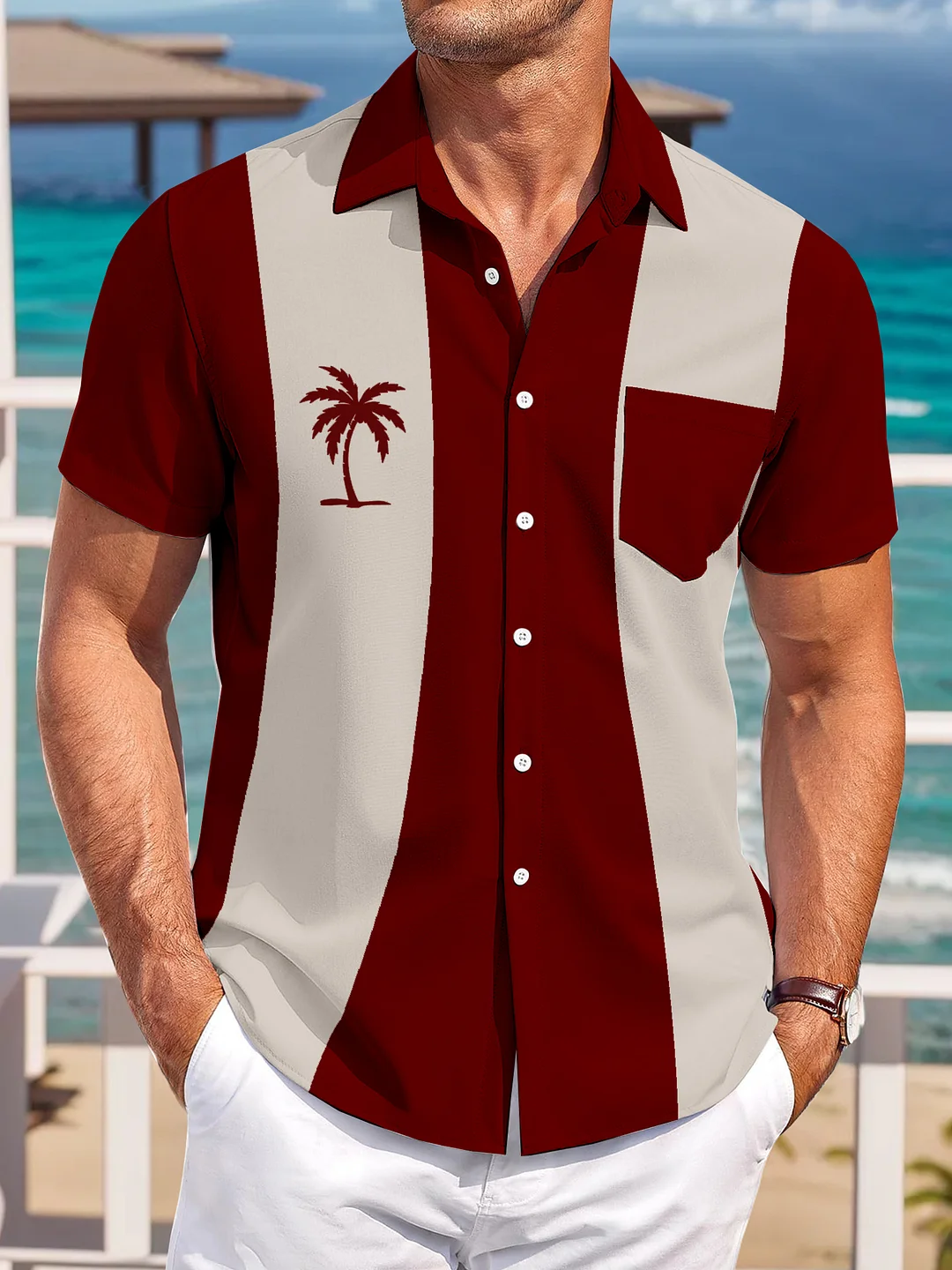 Suitmens Classic coconut tree bowling shirt 1313