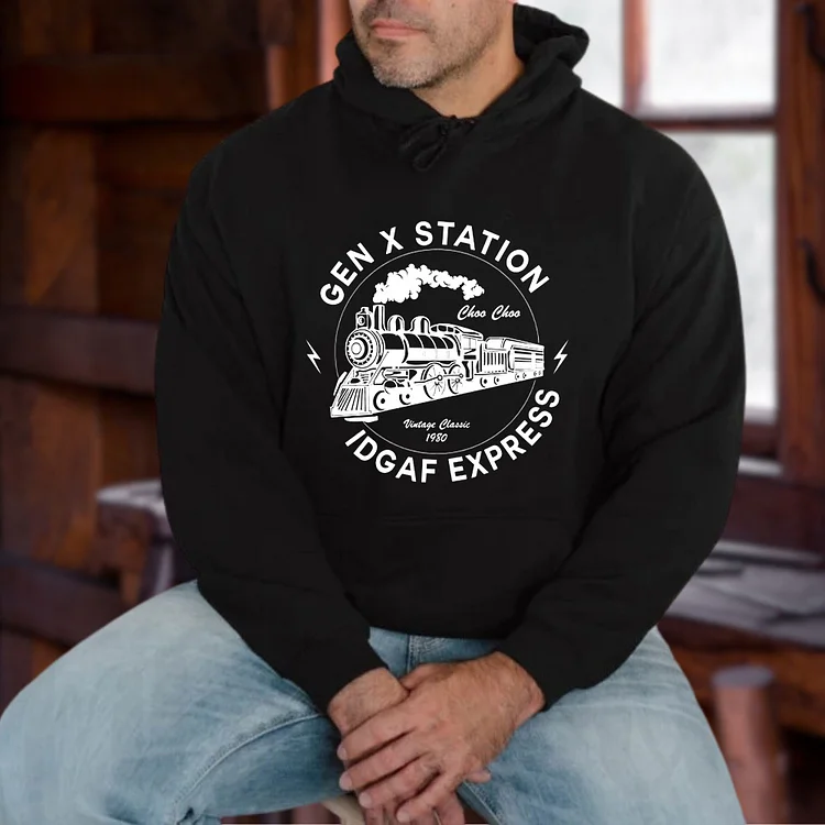 GenX Station IDGAF Express Heavy Blend Hoodie, Generation X Unisex Sweatshirt, Gen X Sarcastic Sweatshirt, Vintage Nostalgic Sweater