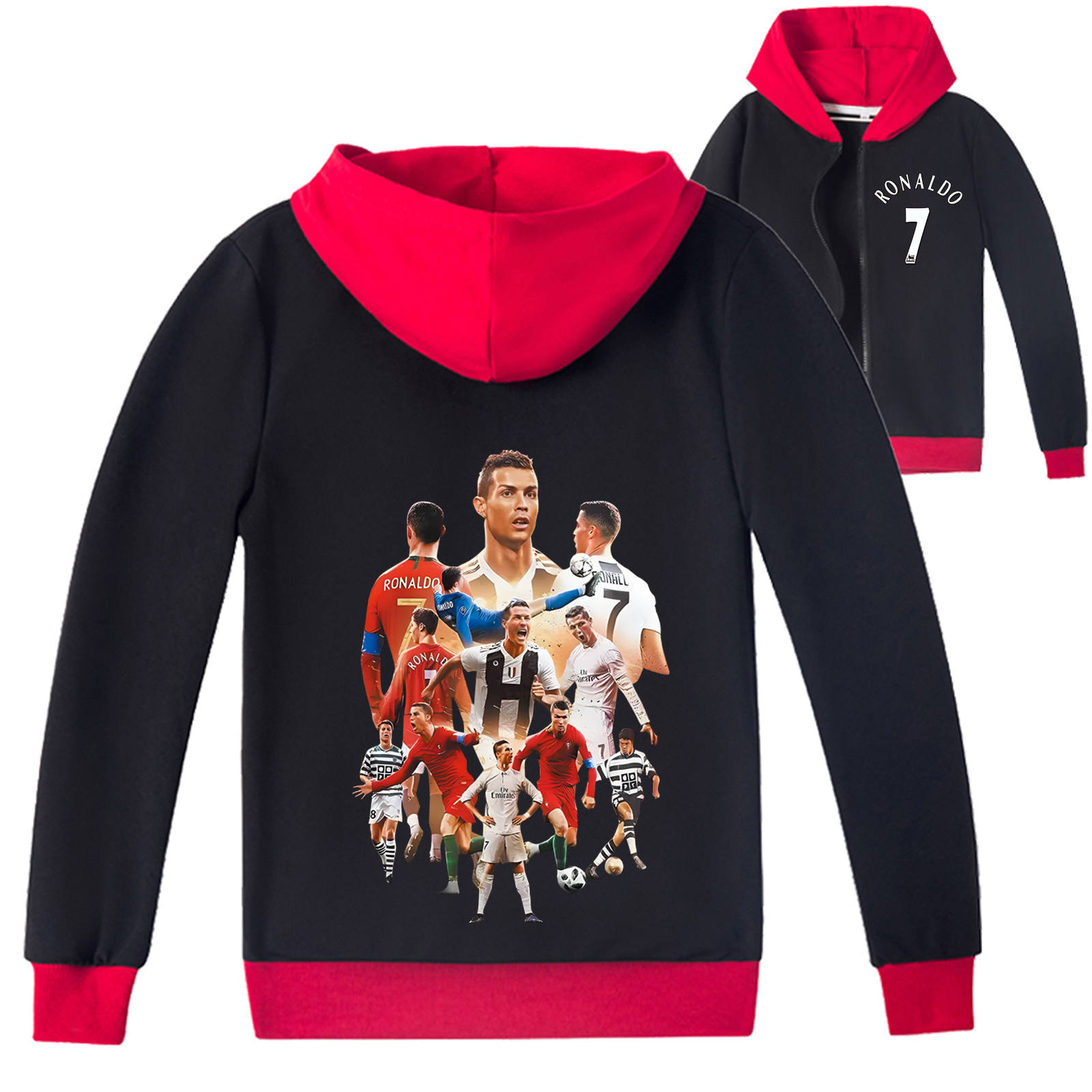 Mayoulove Kids' Cristiano Ronaldo Zip Jacket - Unisex Athletic Hoodie for Boys  Girls, Trendy Soccer Fans Gear-Mayoulove