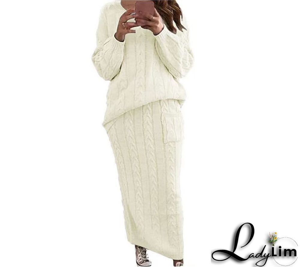 Autumn and winter women's fashion twist sweater suit set