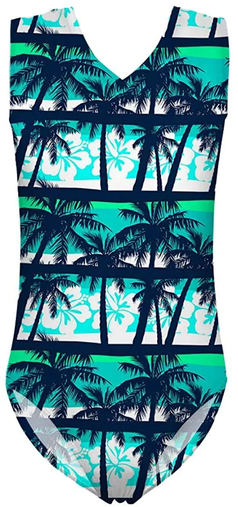 One Piece Swimsuits for Girls Soft Yoga Bodysuits Swimwear for Kids Funky Hawaiian 3D Print