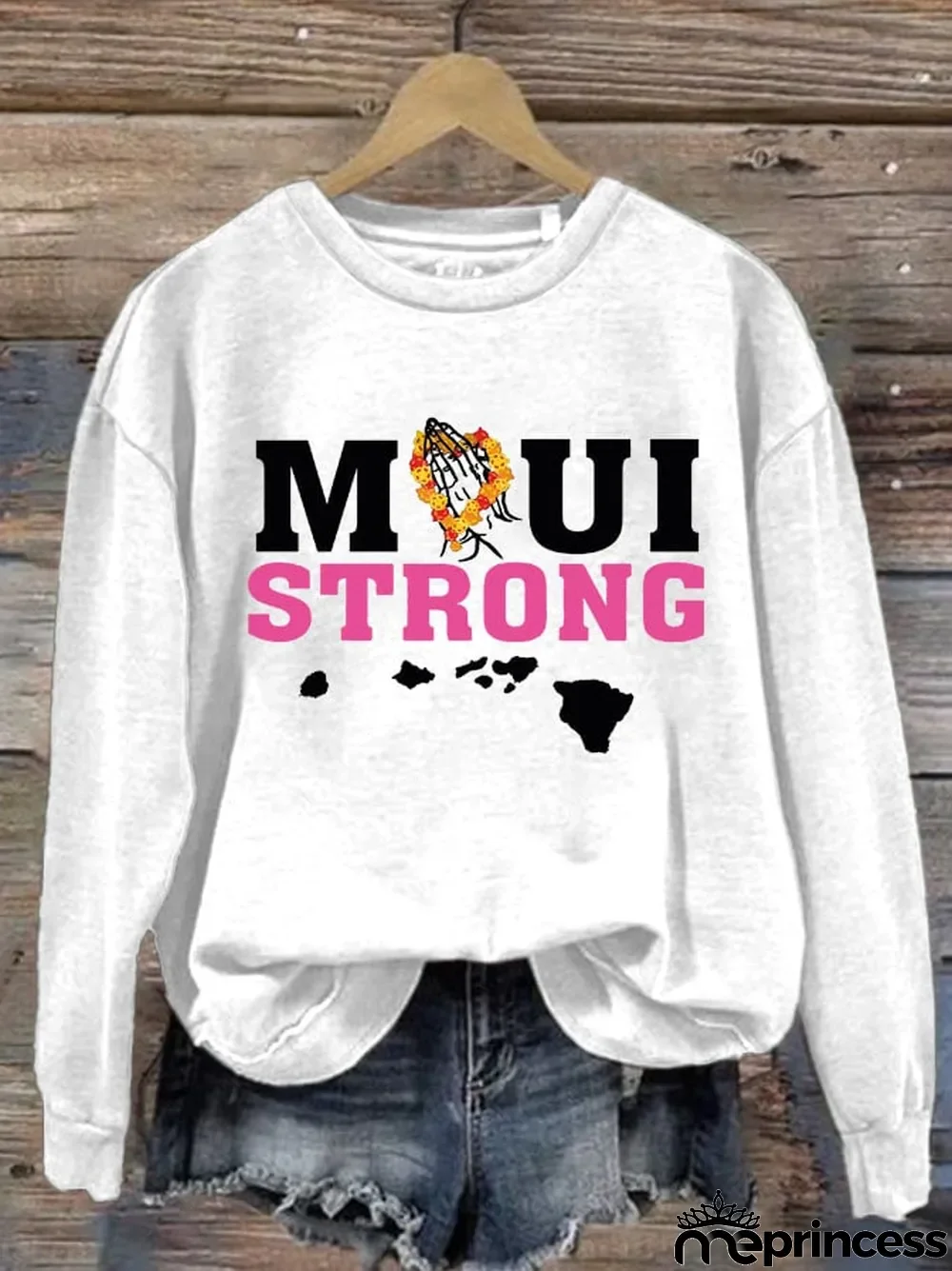 Women's Pray for Maui Print Sweatshirt