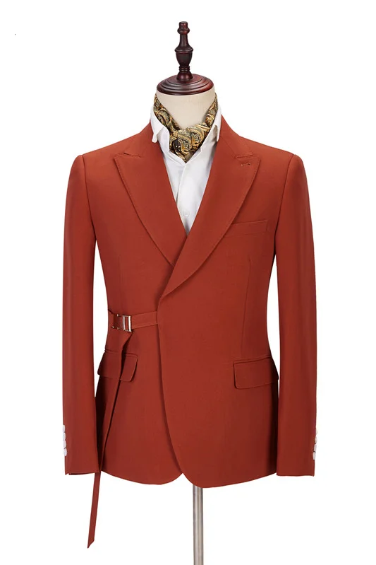New Arrive Orange Blazer For Groom With Peaked Lapel Party