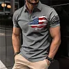 Men's T-Shirt Polo Vintage American Flag Independence Day Short Sleeve Outdoor Summer Daily Top Navy Blue Black Khaki by Inlyline
