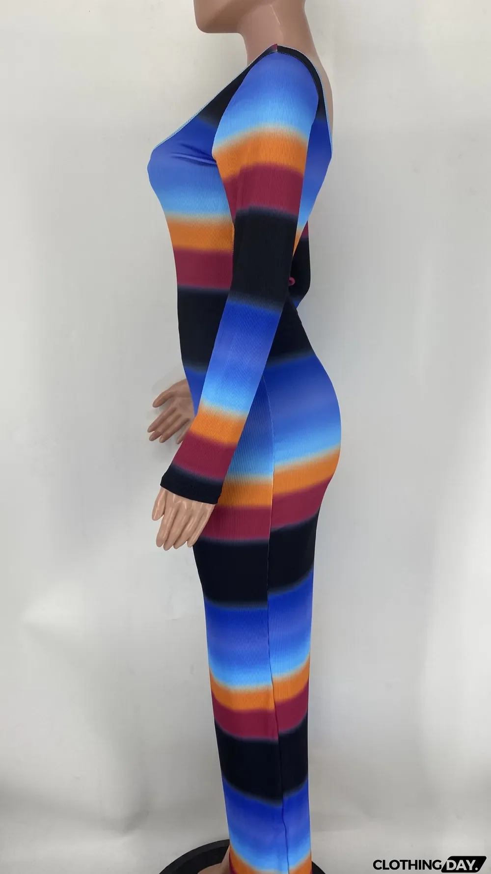 Sexy Low Cut Long Sleeve Slim Maxi Dress