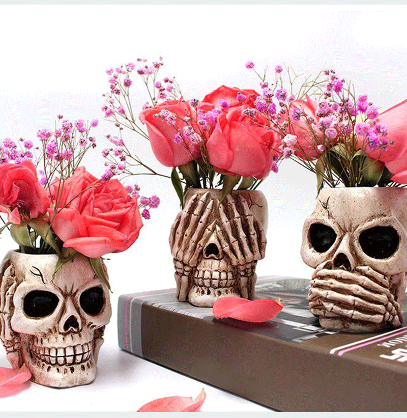 Halloween Skull Cover Ears Cover Eyes Cover Mouth Pencil Organizer Plaster Ornaments Silicone Mold
