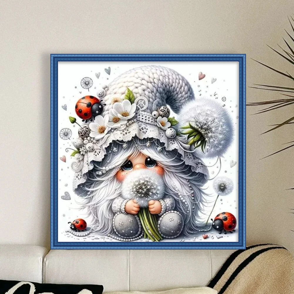 11CT Full Stamped Cross Stitch - Dryad Gnome & Dandelion(Canvas|50*50CM)