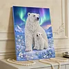(30x40cm)DIY Pearl Painting Framed  Polar Bear Handmade Pearl Material Art Kit Living Room Decor