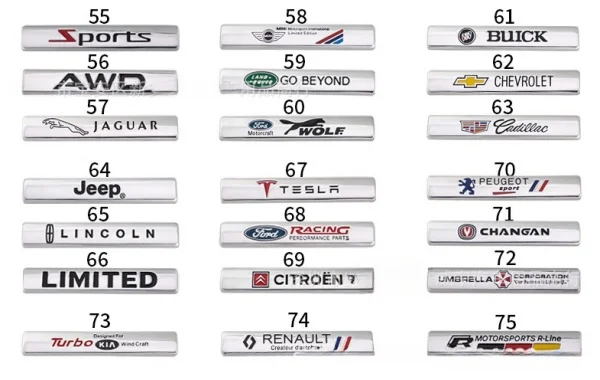 Car Stickers Metal Modified Side Label Decorative Car Stickers(2PC)