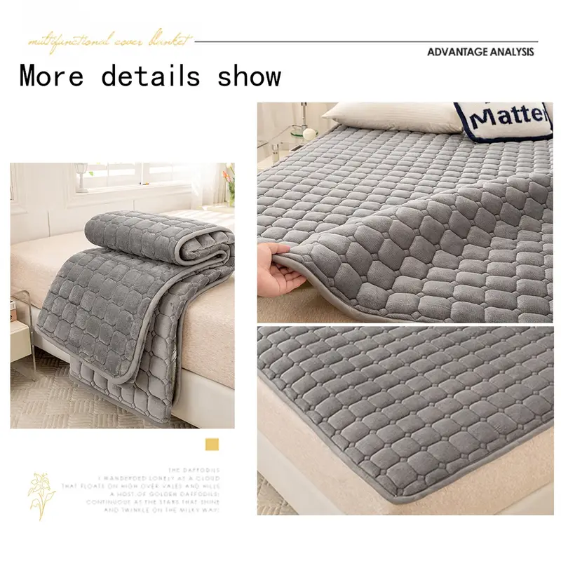 1pc solid color thick milk velvet mattress pillow not included soft comfortable breathable bedding mattress pad for bedroom guest room dorm hotel autumn and winter bedding details 2