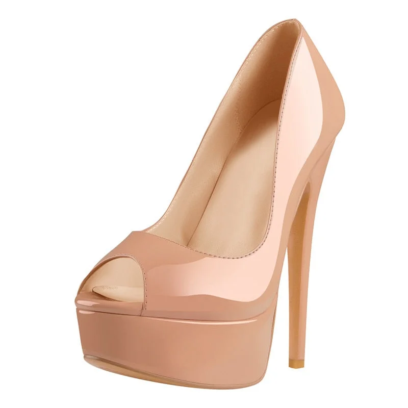 Onlymaker Women's Peep Toe Pumps Platform Fashion Spike Pumps Extremely High Heel Party Wedding Slip On Shoes Big Size Heels