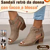 Gioiacombo&trade; Sandali con tacco largo in pelle vintage da donna