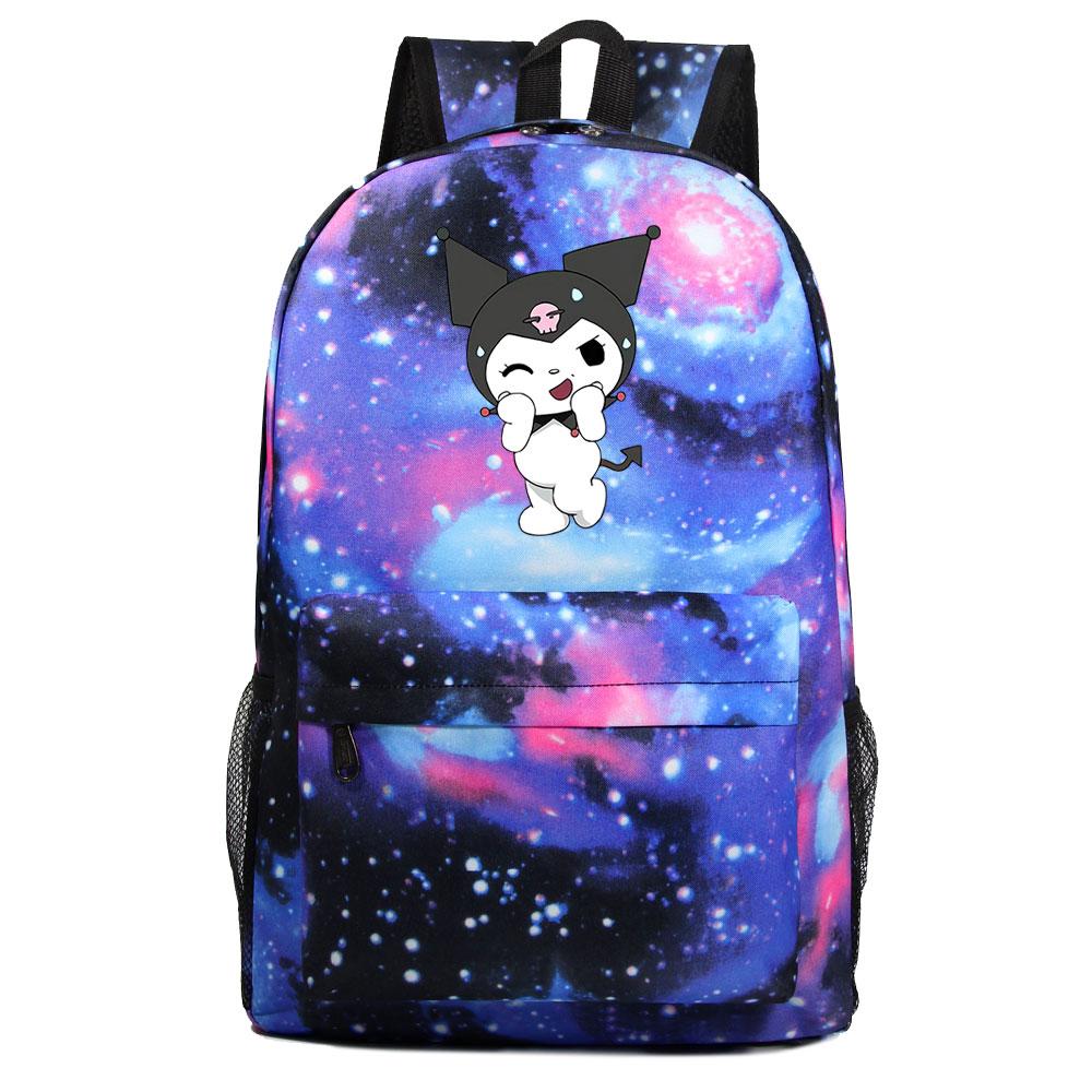 Mayoulove Kuromi Backpack Lightweight Design with Multiple Pockets for School and Outdoor Use-Mayoulove