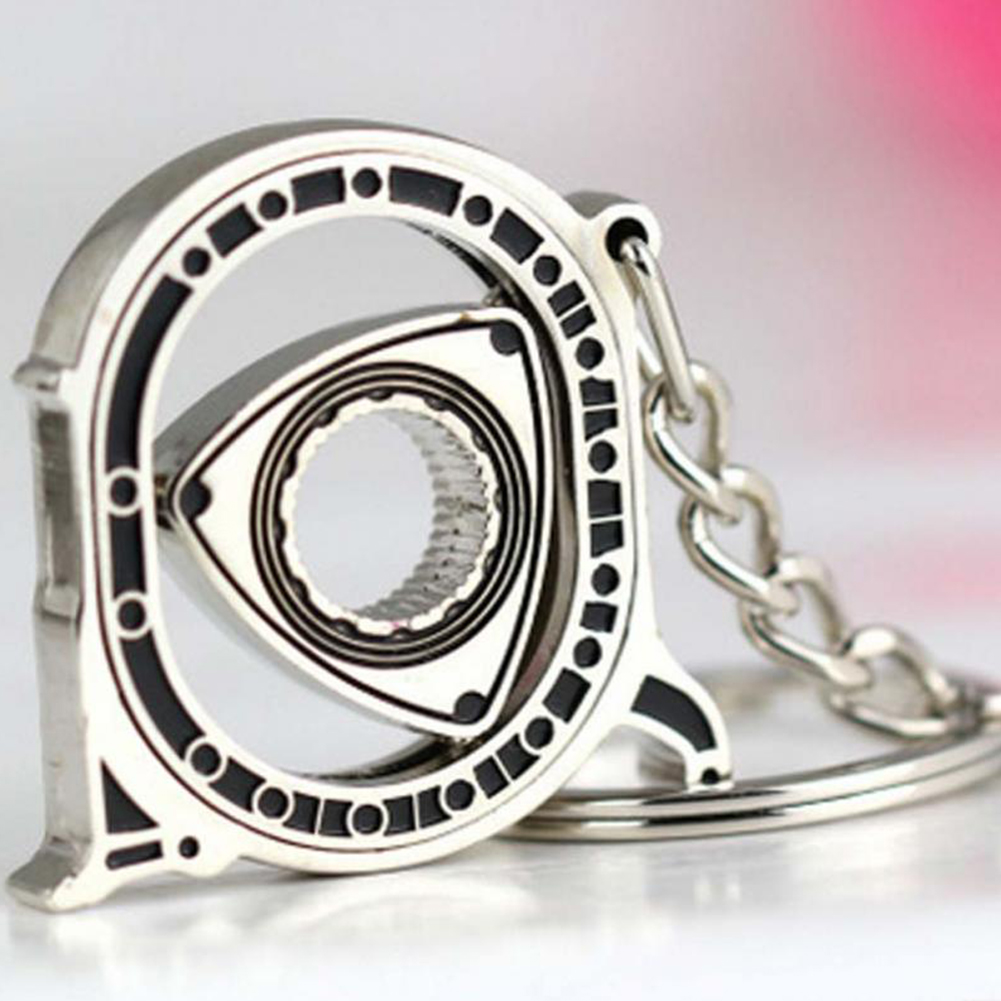 

360 Degree Rotatable Engine Spinning Rotor Key Chain Car Auto Parts Model, Shiny silver, 501 Original