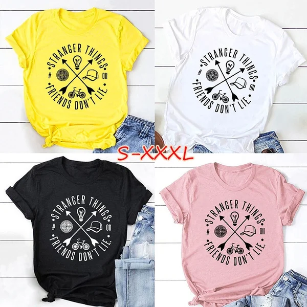 Stranger Things T-Shirt Womens Funny Graphic Tees Summer Casual Tops Plus Size S- T Shirt