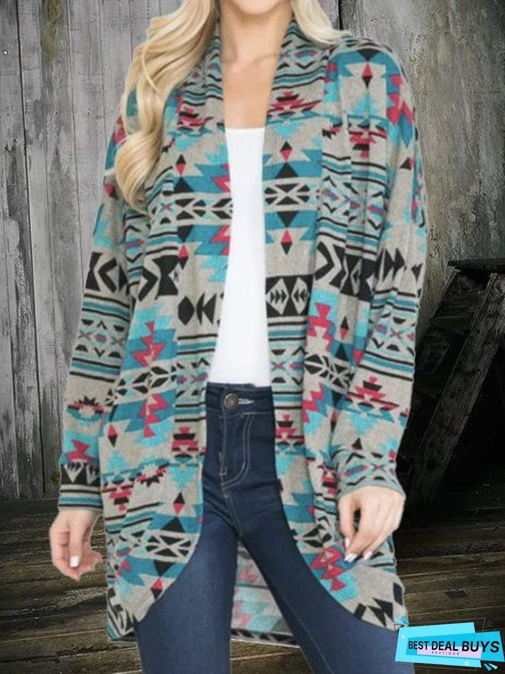 Loose Cotton Abstract Vintage Cardigan