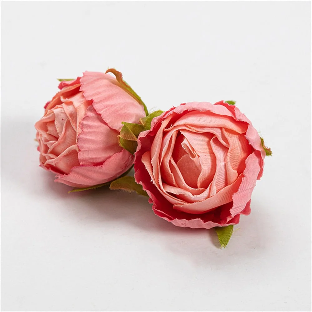 Nanairo 10pcs 3.5cm Artificial Silk Rose Flower Head Home Wedding Party Decora Christmas Craft Accessories Fake Flowers