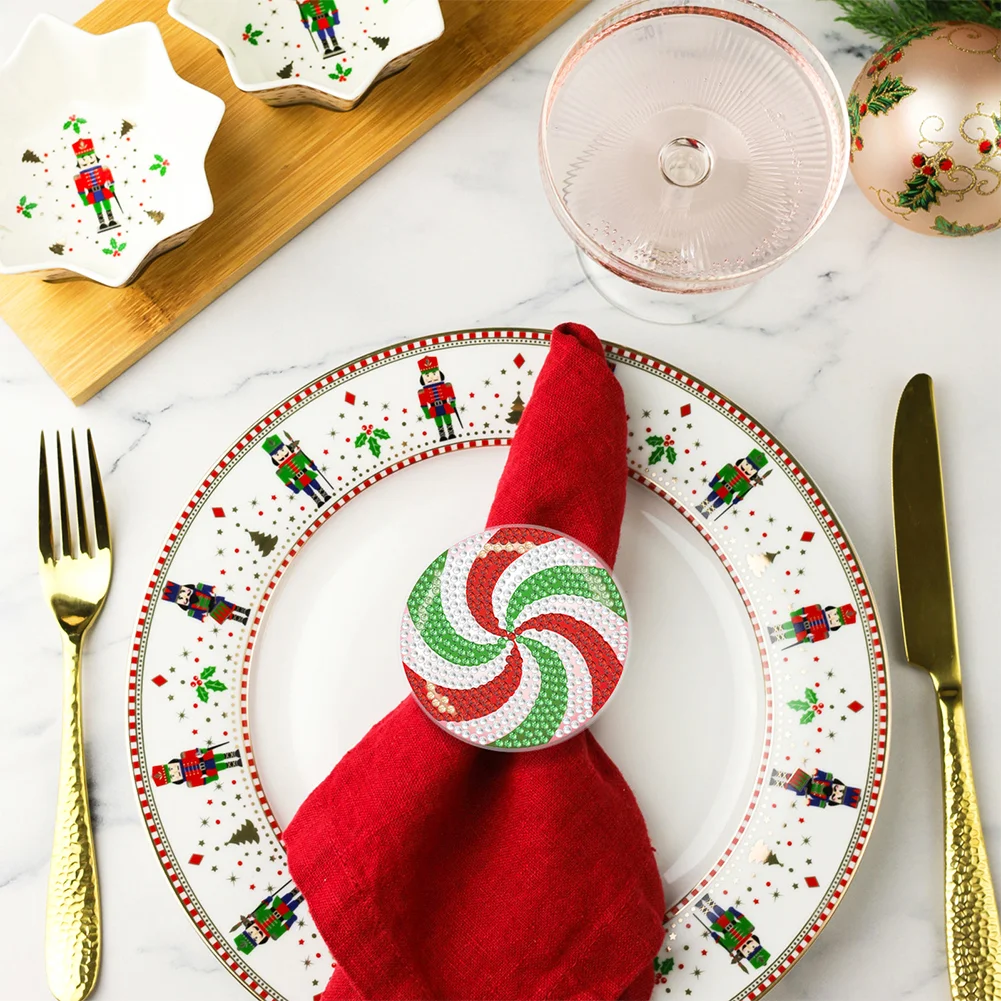 2Pcs Spiral Diamond Painting Napkin Ring Diamond Art Napkin Holder for Table