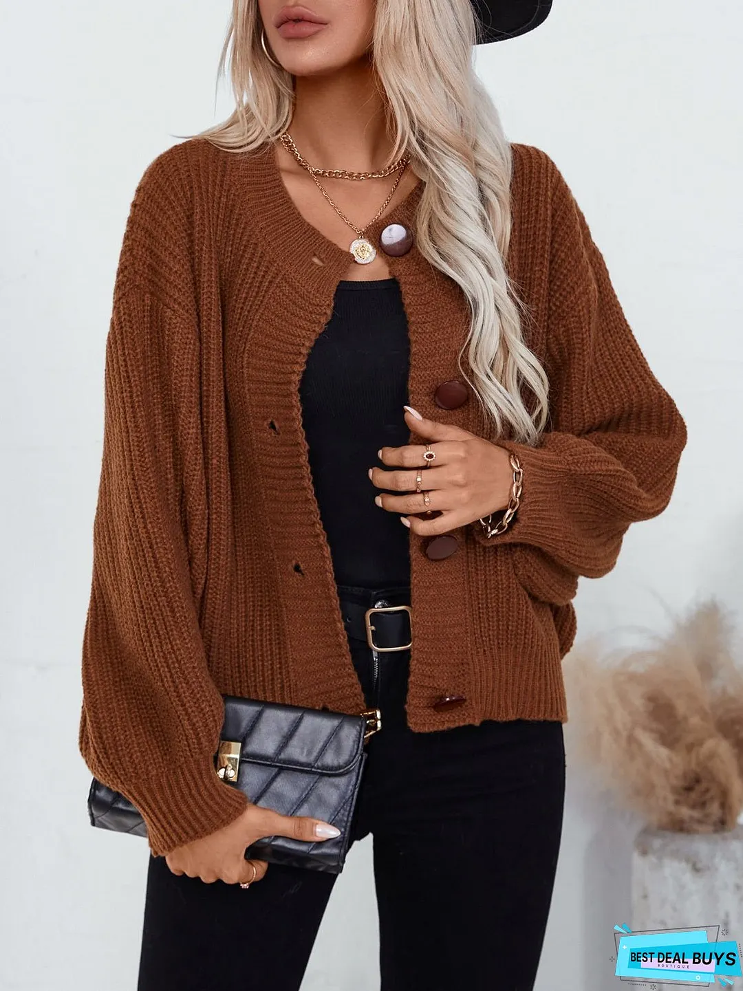 Button Down Long Sleeve Cardigan