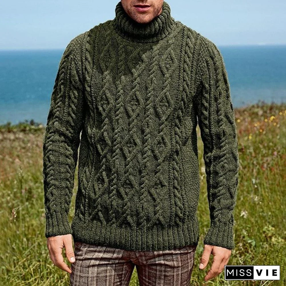 Sweater Men's High Neck Knitted Sweater