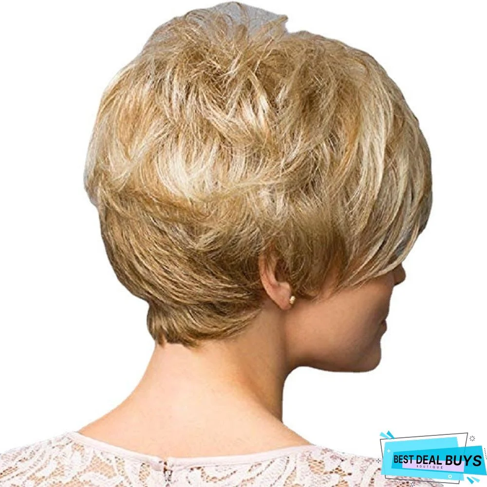 Women's Golden Short Curly Hair Headgear Chemical Fiber High Temperature Silk Fluffy