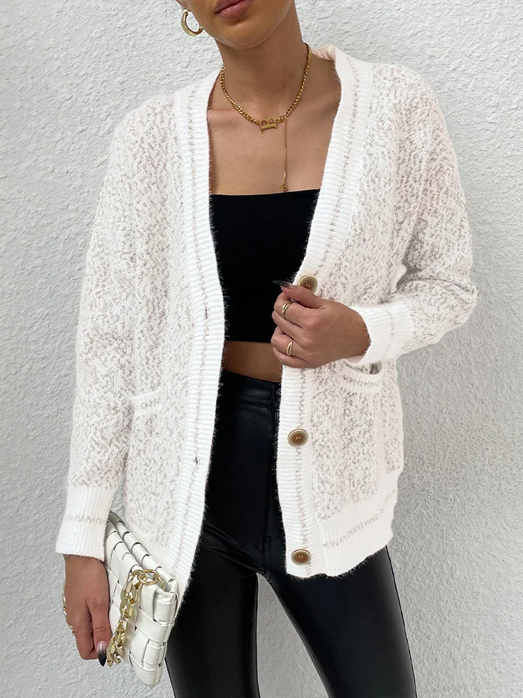 Women's Floral Long Sleeve Coats Knit Sweater