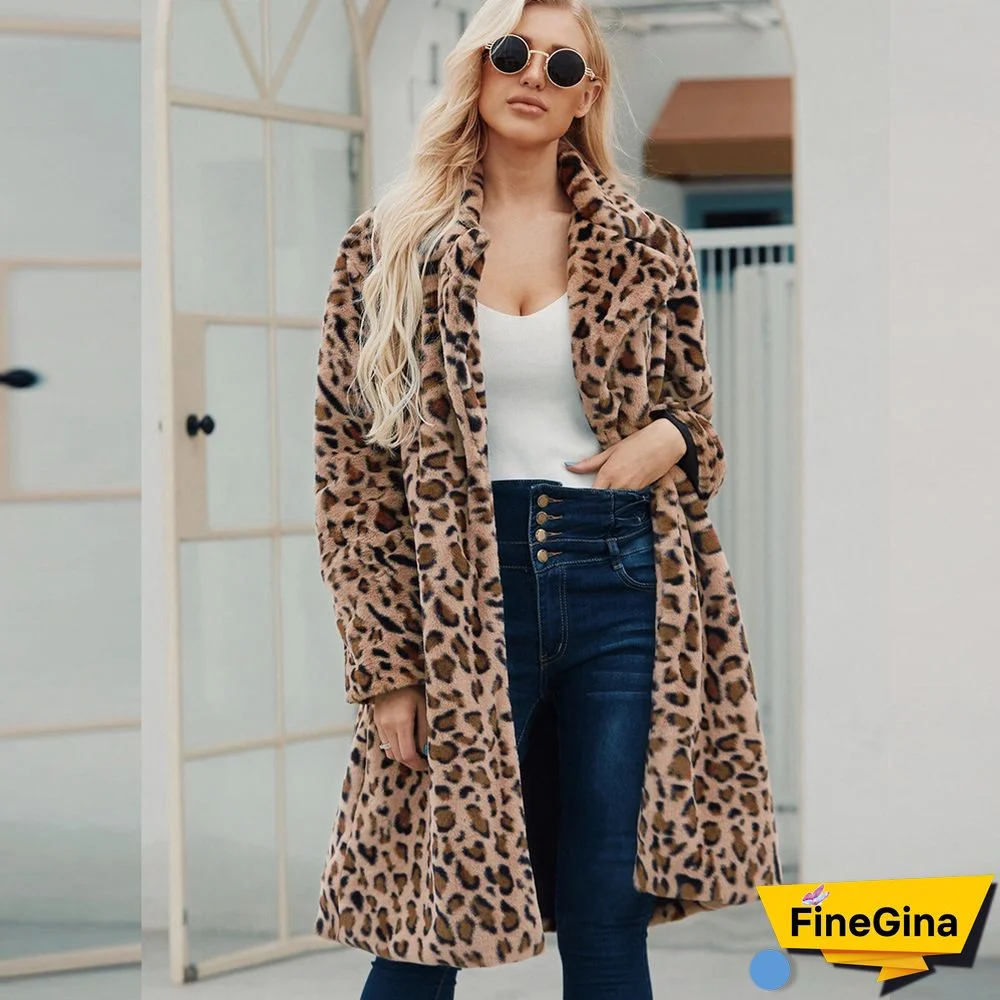 Oversized Fur Coat Winter Faux Fur Leopard Coat