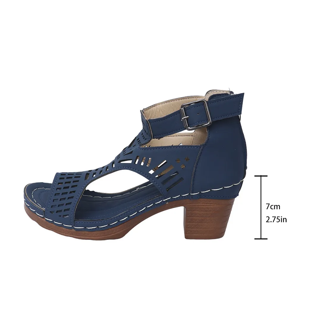 Breakj Breakj Women's Shoes 2025 Summer New Coarse Heel High-Heeled Shoes Hollow Fish Mouth Sandals Women