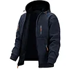 Men's Daily Casual Zip Hoodie Outerwear Streetwear Hoodies Navy Blue Dark Gray Gray Hooded Pocket Going Out Streetwear by Inlyline