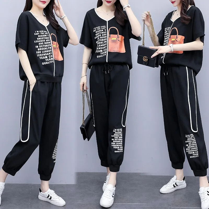 Brownm Women's tracksuits set sports pants 2 piece sets 2022 outfits summer two piece set plus size pants for women clothing fashion