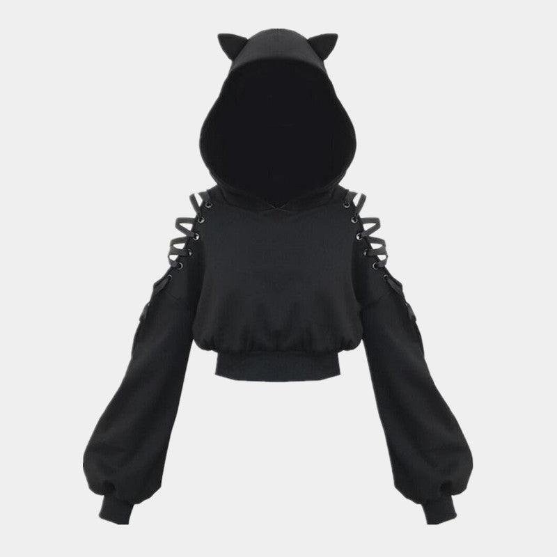 Cat Ears Lace Up Hoodie