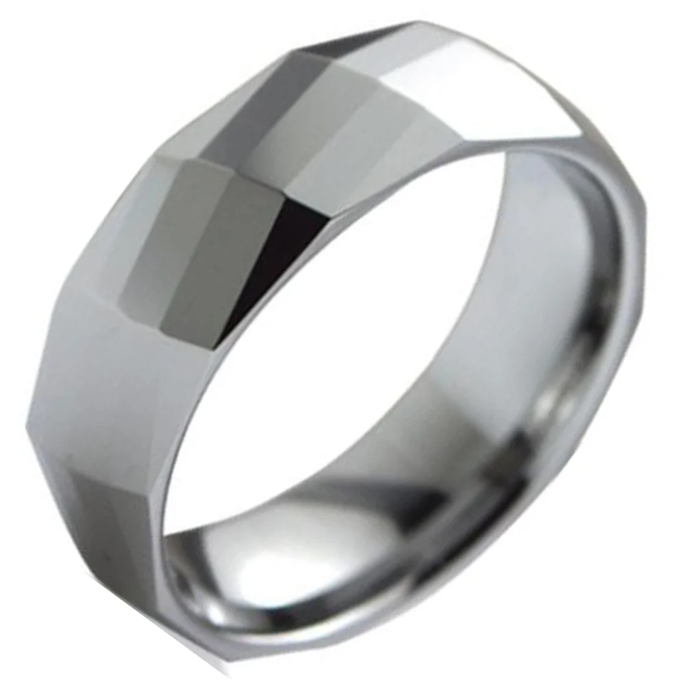 4MM 6MM 8MM Silver Tungsten Carbide Couple Wedding Bands Multifaceted High Polished Surface