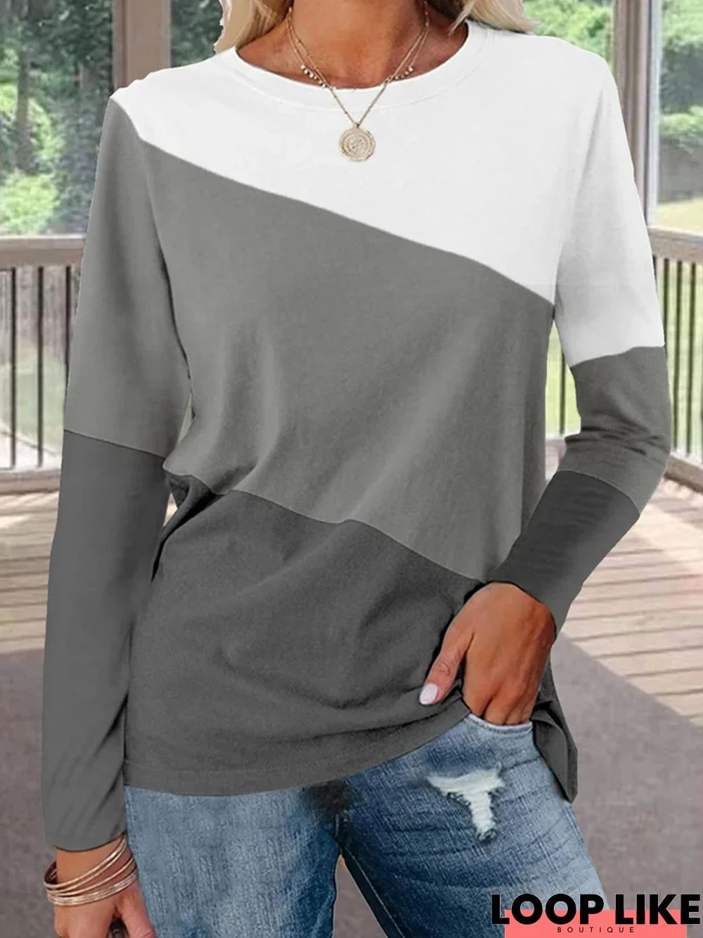 Crew Neck Color Block T-Shirt